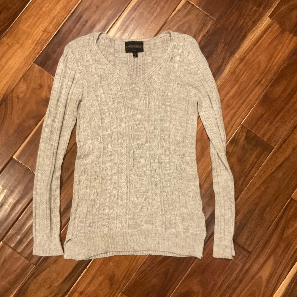 Women’s Light Gray V-Neck Sweater